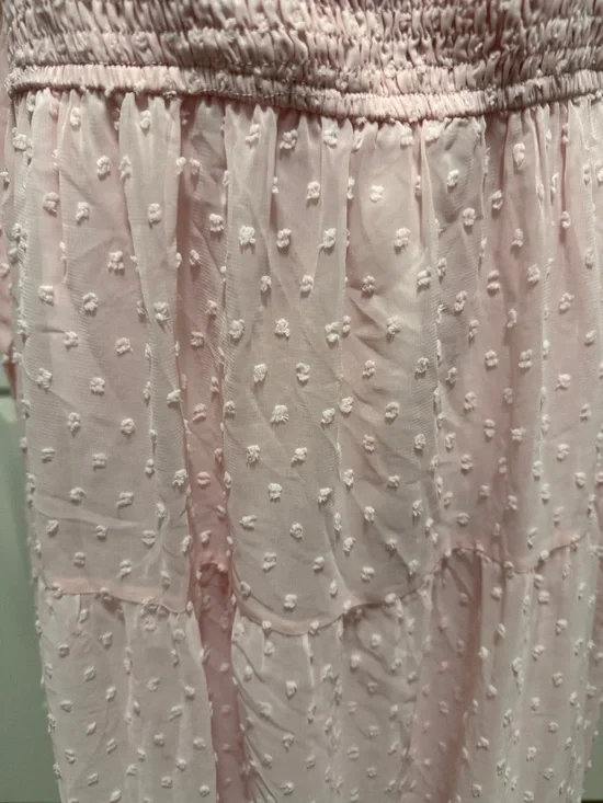 Merokeety Puff Sleeve Elastic Smocked Midi Dress. Size L - Picture 3 of 13